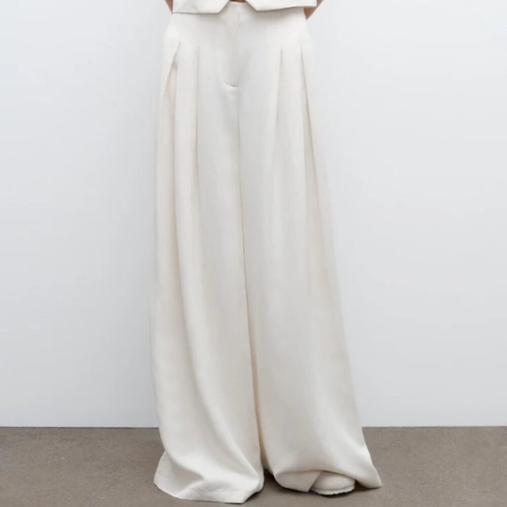 Trish Wescoat Pound Drew Pant Coated Viscose Linen in Bone sz. 2 EUC